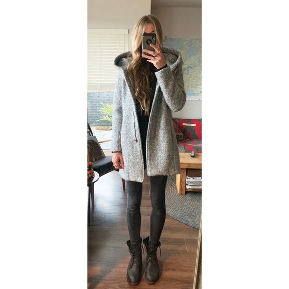 Hudson’s Bay ONLY Hooded Grey Jacket Manteau Coat - Picture 9 of 13